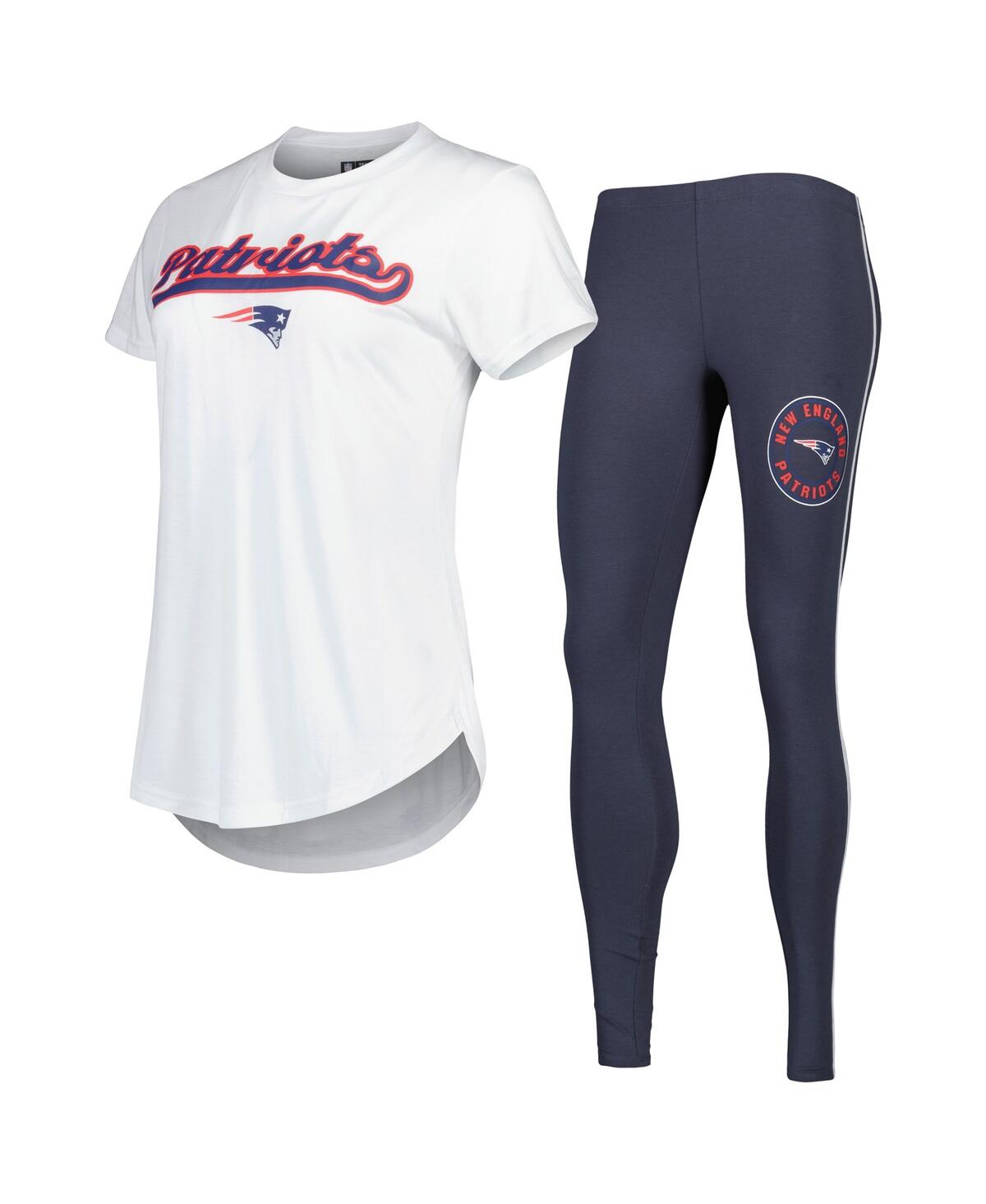 Shop Concepts Sport Women's  White, Charcoal New England Patriots Sonata T-shirt And Leggings Sleep Set In White,charcoal