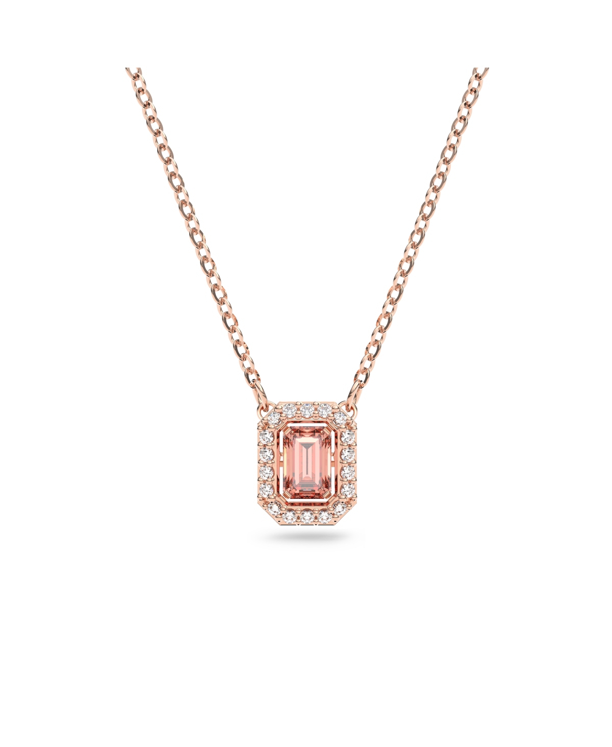 Shop Swarovski Millenia Octagon Cut  Zirconia Necklace In Pink