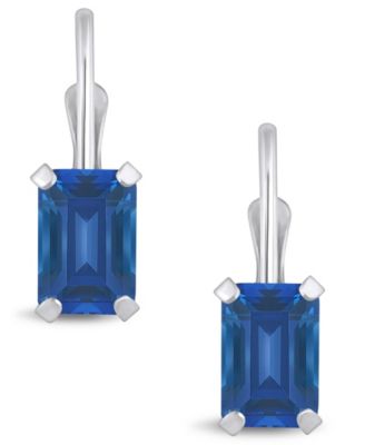 Gemstone Leverback Earrings in 10K White Gold