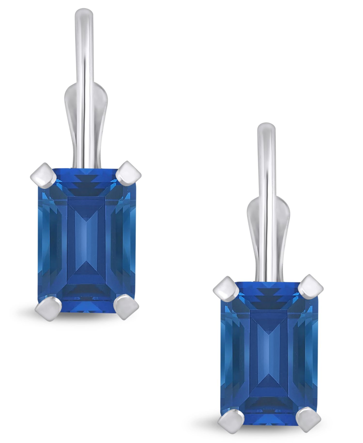 Gemstone Leverback Earrings in 10K White Gold