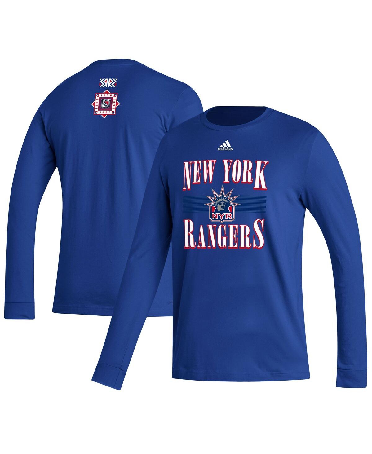 Shop Adidas Originals Men's Adidas Royal New York Rangers Reverse Retro 2.0 Fresh Playmaker Long Sleeve T-shirt