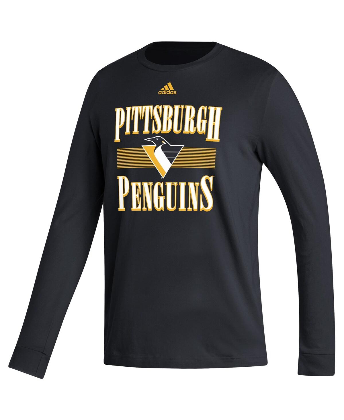 Shop Adidas Originals Men's Adidas Black Pittsburgh Penguins Reverse Retro 2.0 Fresh Playmaker Long Sleeve T-shirt
