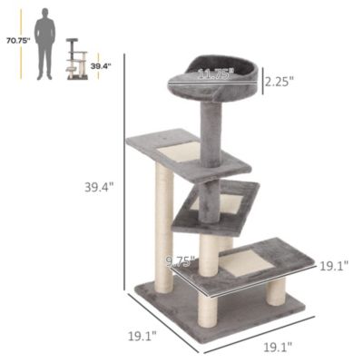 40" Tall Feline 5-Level Revolving Step Tower Scratching Post