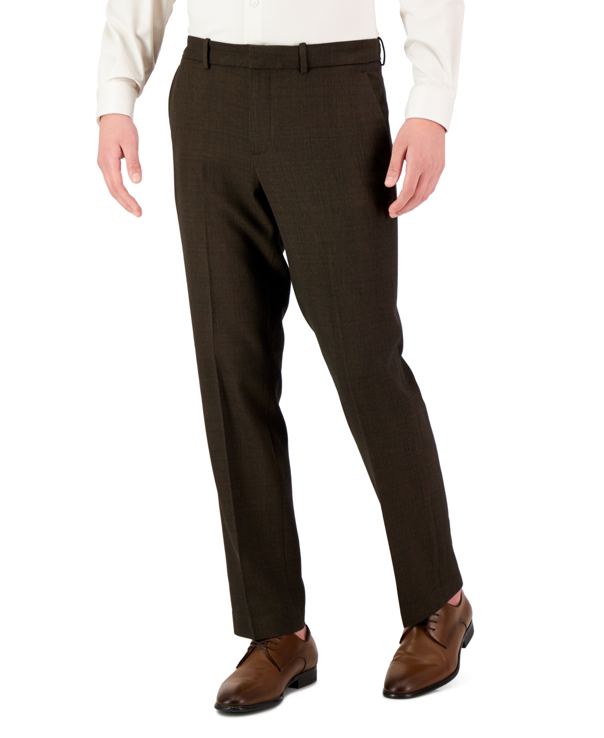 Perry Ellis Portfolio Men's Modern-fit Stretch Solid Resolution Pants In Major Brown