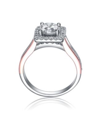 Two-Tone with Clear Cubic Zirconia Halo Ring