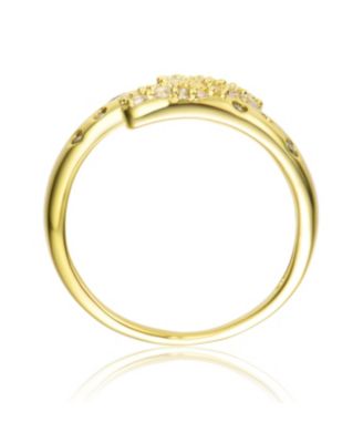 Sterling Silver Gold Plated Clear Cubic Zirconia Bypass Ring