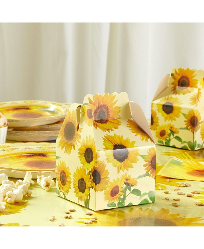 Sparkle and Bash 36 Pack Sunflower Party Favor Treat Box for Birthday