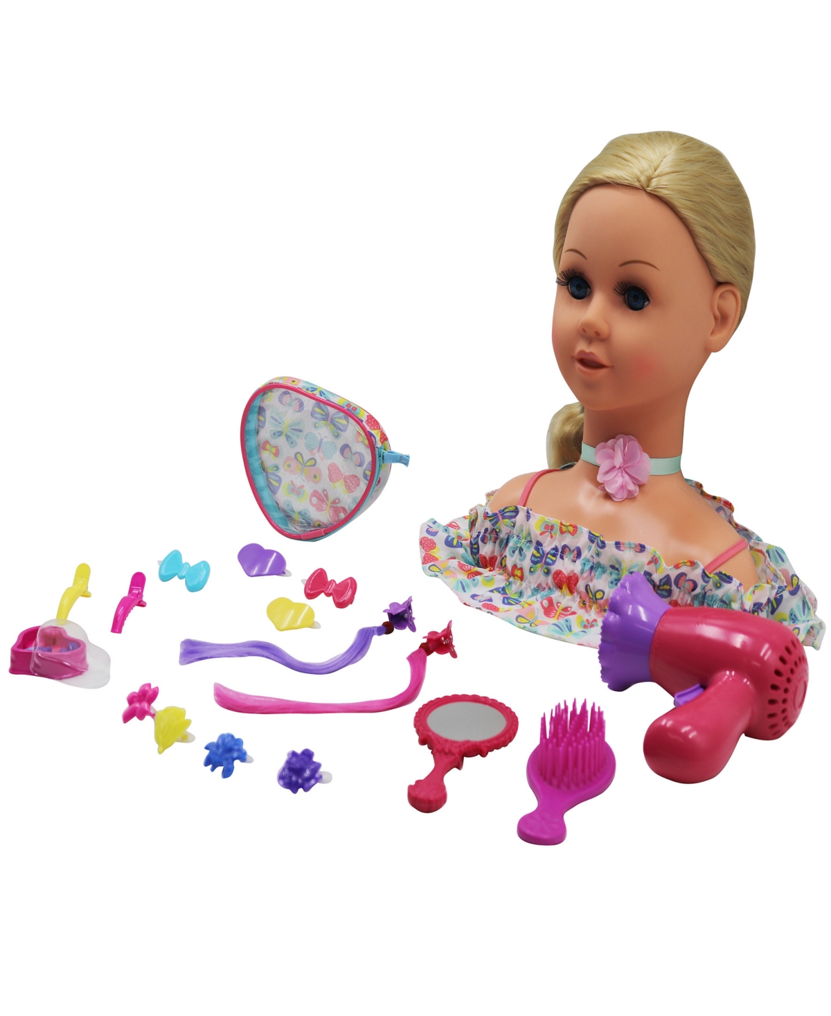 Shop Dream Collection Doll Head Hair And Makeup Styling Playset Gi-go Dolls Kids 18 Piece Playset In Multi