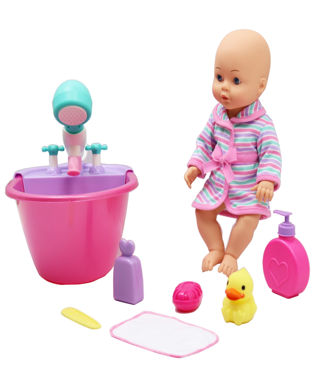 Shop Dream Collection Bath Time Fun Set With Gi-go Baby Doll Kids 8 Piece Playset, 14" In Multi