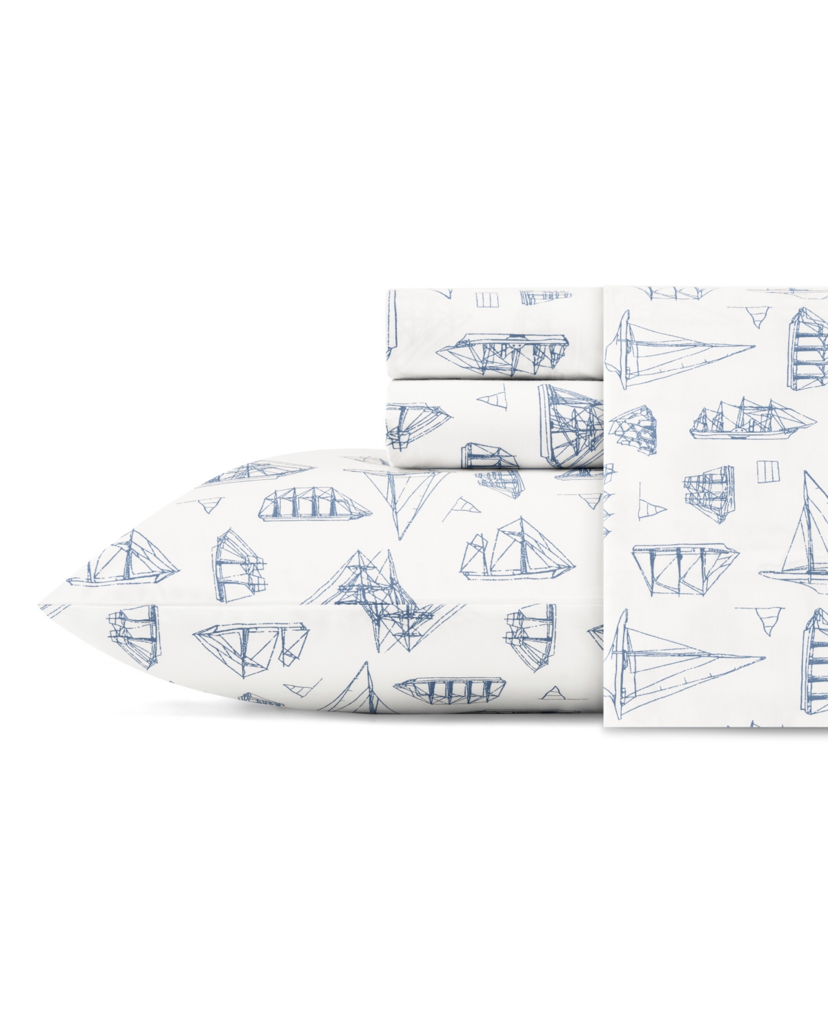 Nautica Whitewood Sail Cotton Percale 4-Piece Sheet Set