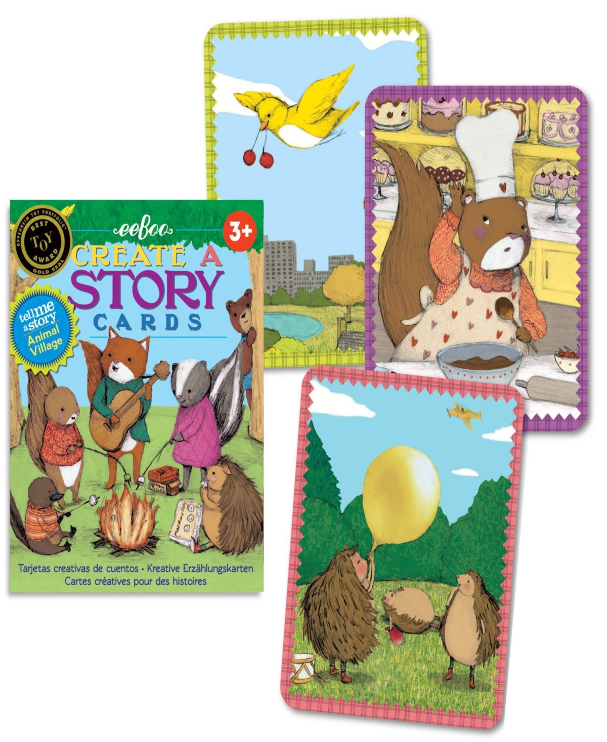 Shop Eeboo Animal Village Create A Story Pre-literacy Cards Set, 36 Cards In Multi