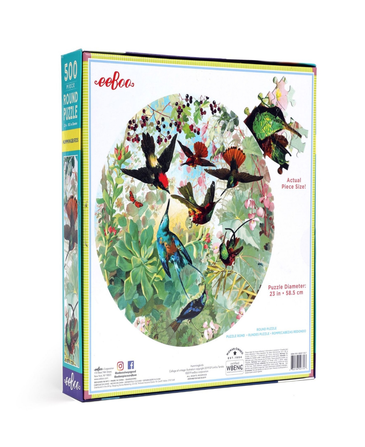 Shop Eeboo Piece Love Hummingbirds Round Circle Jigsaw Puzzle Set, 500 Piece In Multi