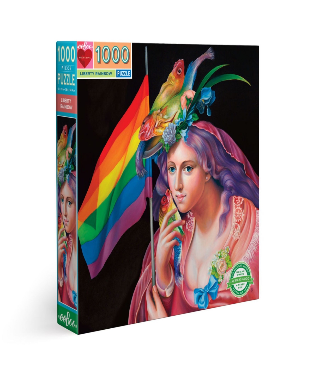 Eeboo Piece And Love Liberty Rainbow 1000 Piece Square Adult Jigsaw Puzzle Set In Multi