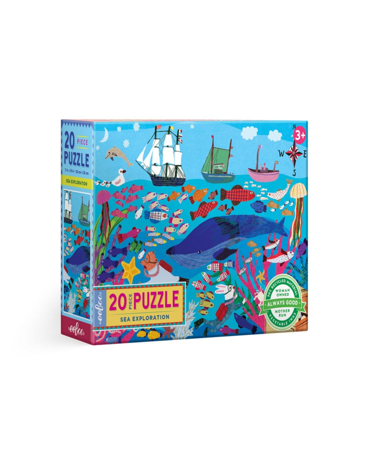 Eeboo Kids' Sea Exploration 20 Piece Big Puzzle In Multi