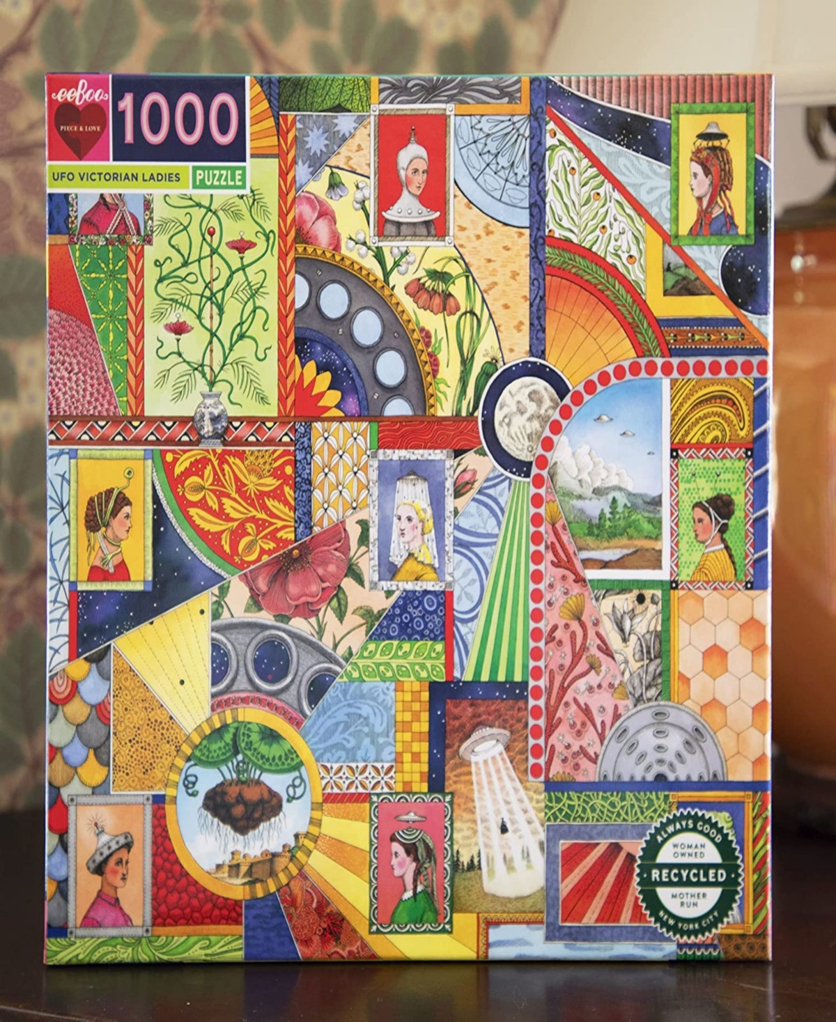 Eeboo Piece And Love Ufo Victorian Ladies 1000 Piece Adult Square Jigsaw Puzzle In Multi