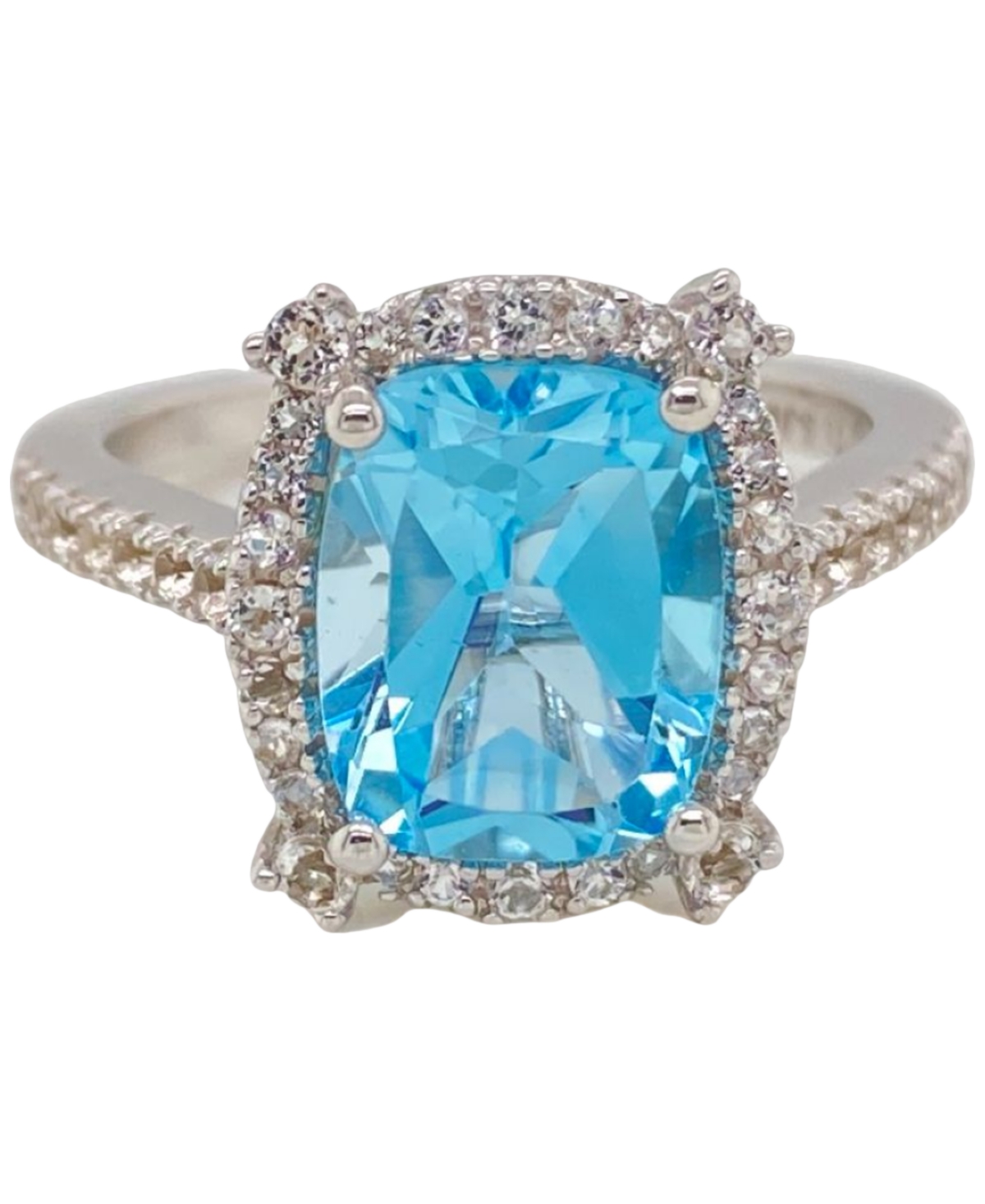 Macy's Opal (1 Ct. T.w.) & White Topaz (1/20 Ct. T.w.) Ring Set In Gold-plated Sterling Silver (also Availa In Sky Blue Topaz