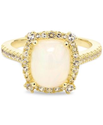 Macy's - Opal (1 ct. t.w.) & White Topaz (1/20 ct. t.w.) Ring Set in Gold-Plated Sterling Silver