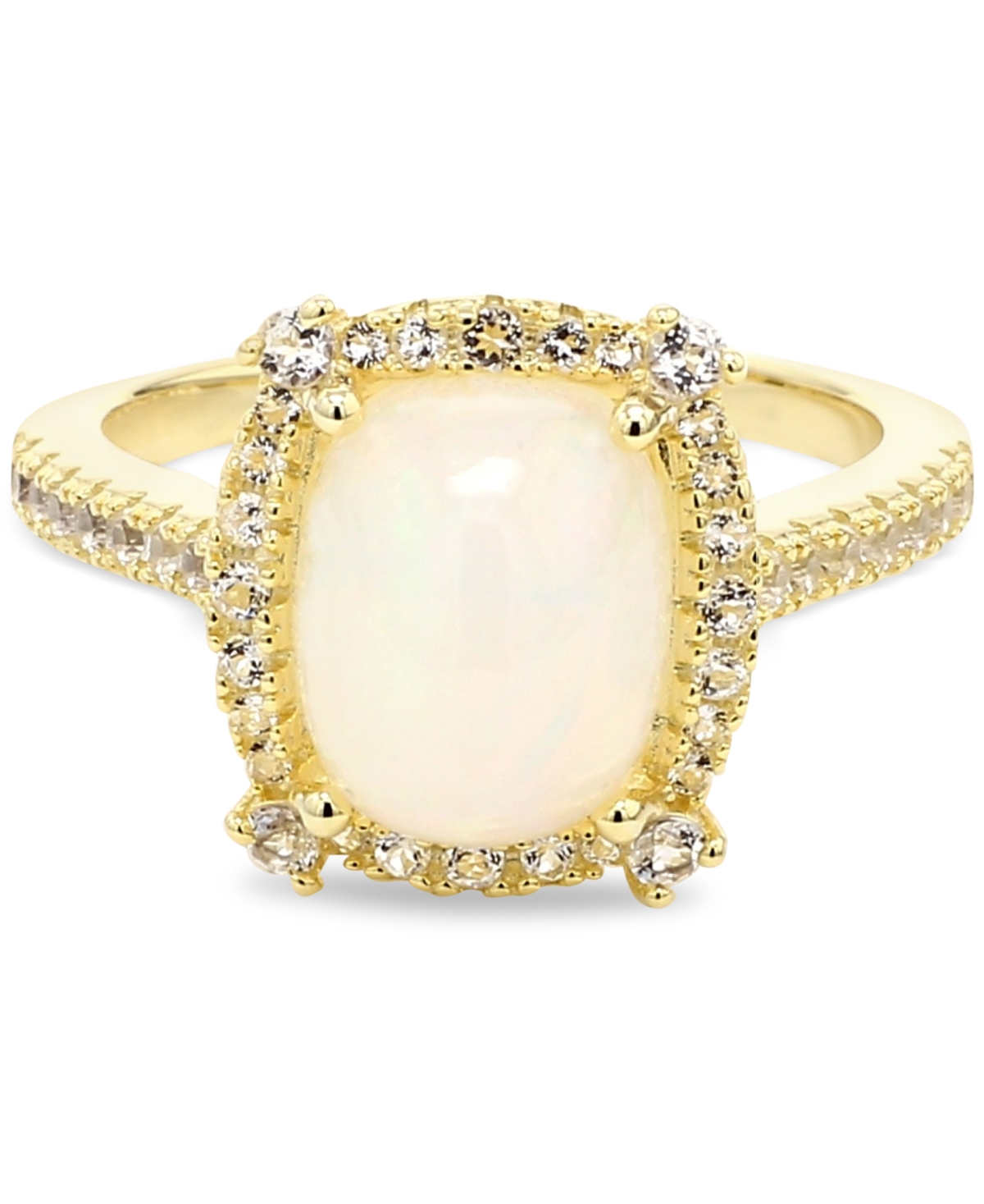 Macy's Opal (1 Ct. T.w.) & White Topaz (1/20 Ct. T.w.) Ring Set In Gold-plated Sterling Silver (also Availa