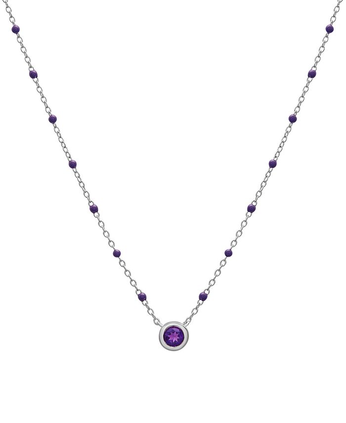 Macy's Birthstone Gemstone Necklace in Sterling Silver, 16