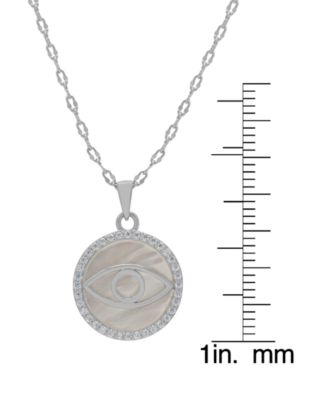 Mother of Pearl and Cubic Zirconia Evil Eye Circle Pendant
