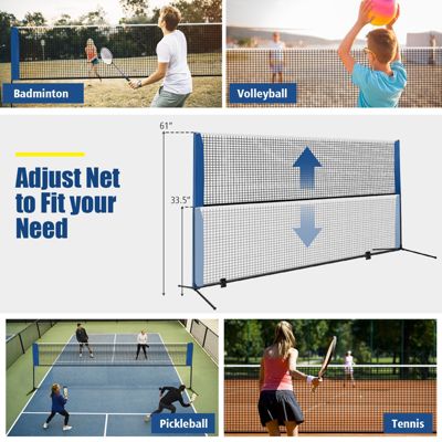10FT Adjustable Badminton Net Set W/2 Shuttlecocks Portable Carry Bag