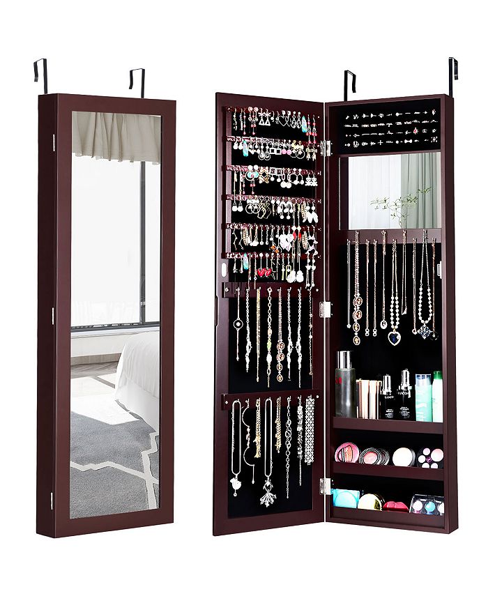 Costway Wall Door Mounted Mirrored Jewelry Storage Organizer Macy's