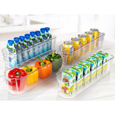 4 Pack Clear Refrigerator Organizer Bins - Narrow Fridge Organizers and Storage Clear