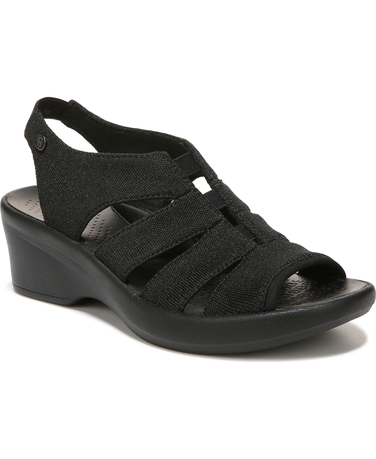 Bzees Premium Finale Washable Wedge Slingbacks In Black Shimmer Fabric