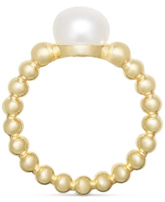Cultured Freshwater Pearl (8 1/4 x 8 1/2 mm) Beaded Ring in 14k Gold-Plated Sterling Silver