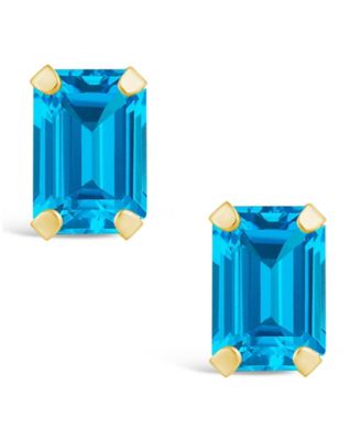 Gemstone Stud Earrings in 10k Yellow Gold