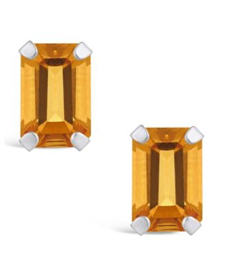 Gemstone Stud Earrings in 10k White Gold