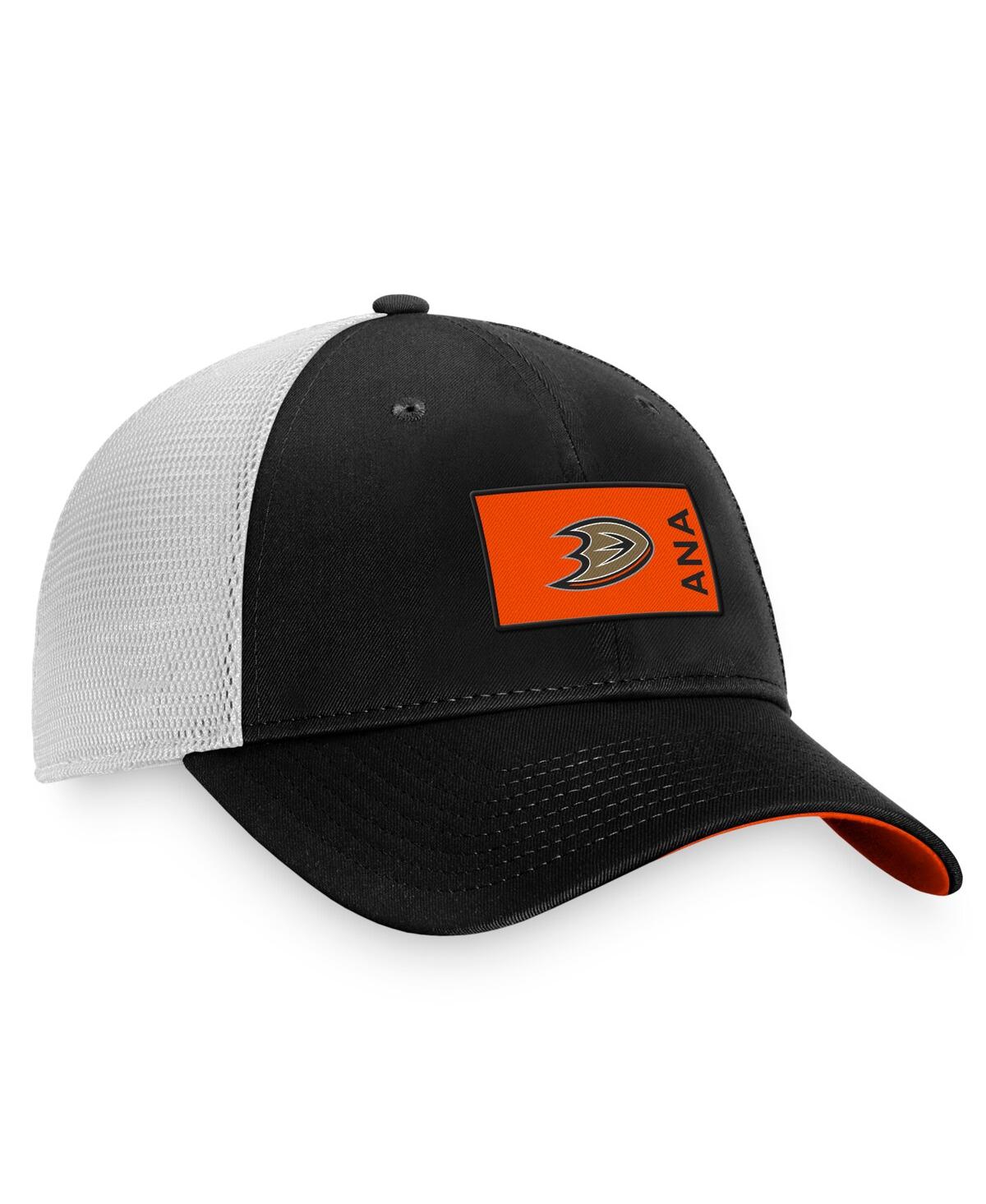 Shop Fanatics Men's  Black, White Anaheim Ducks Authentic Pro Rink Trucker Snapback Hat In Black,white
