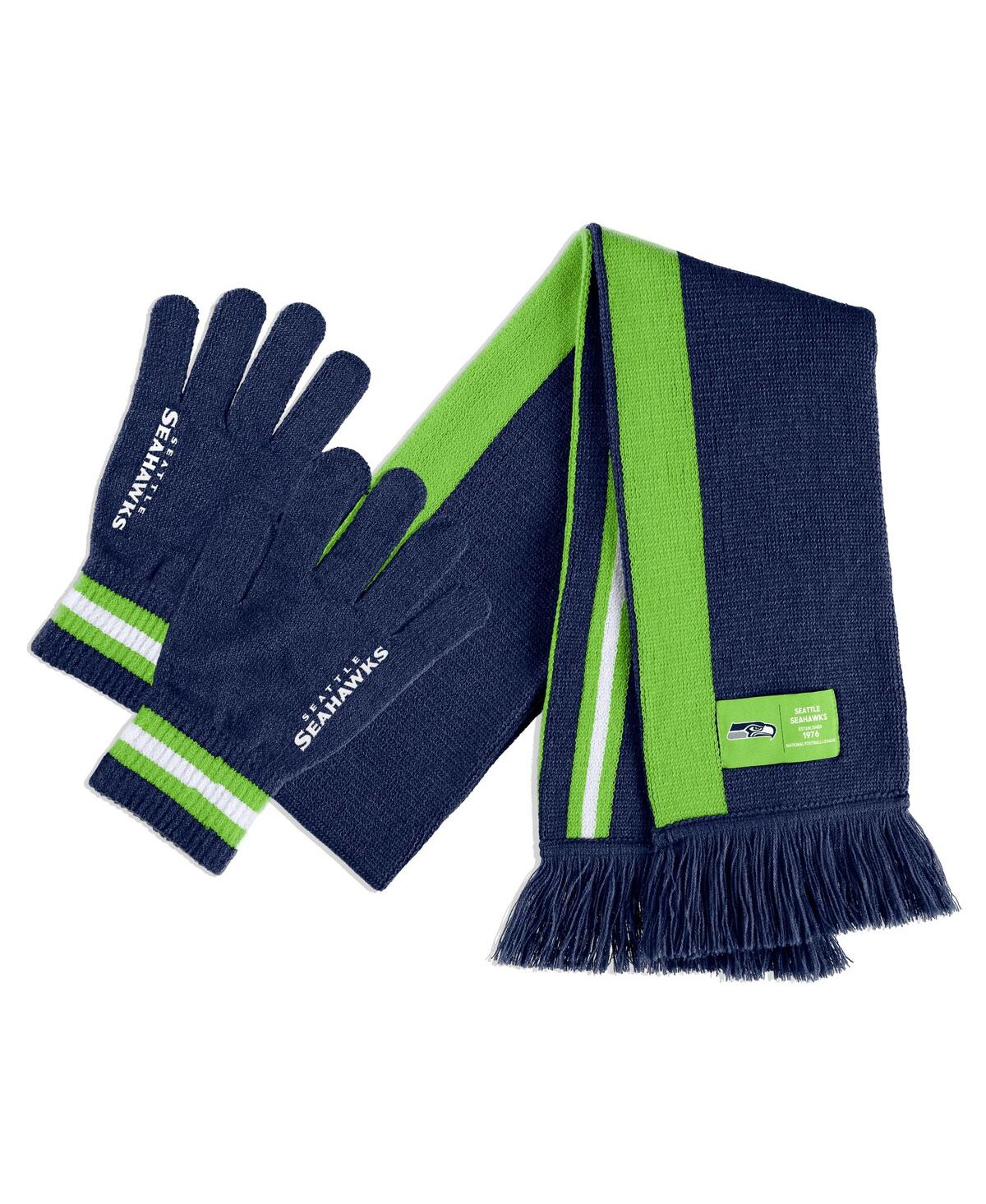 Women's Wear by Erin Andrews Seattle Seahawks Scarf and Glove Set - Navy, Green