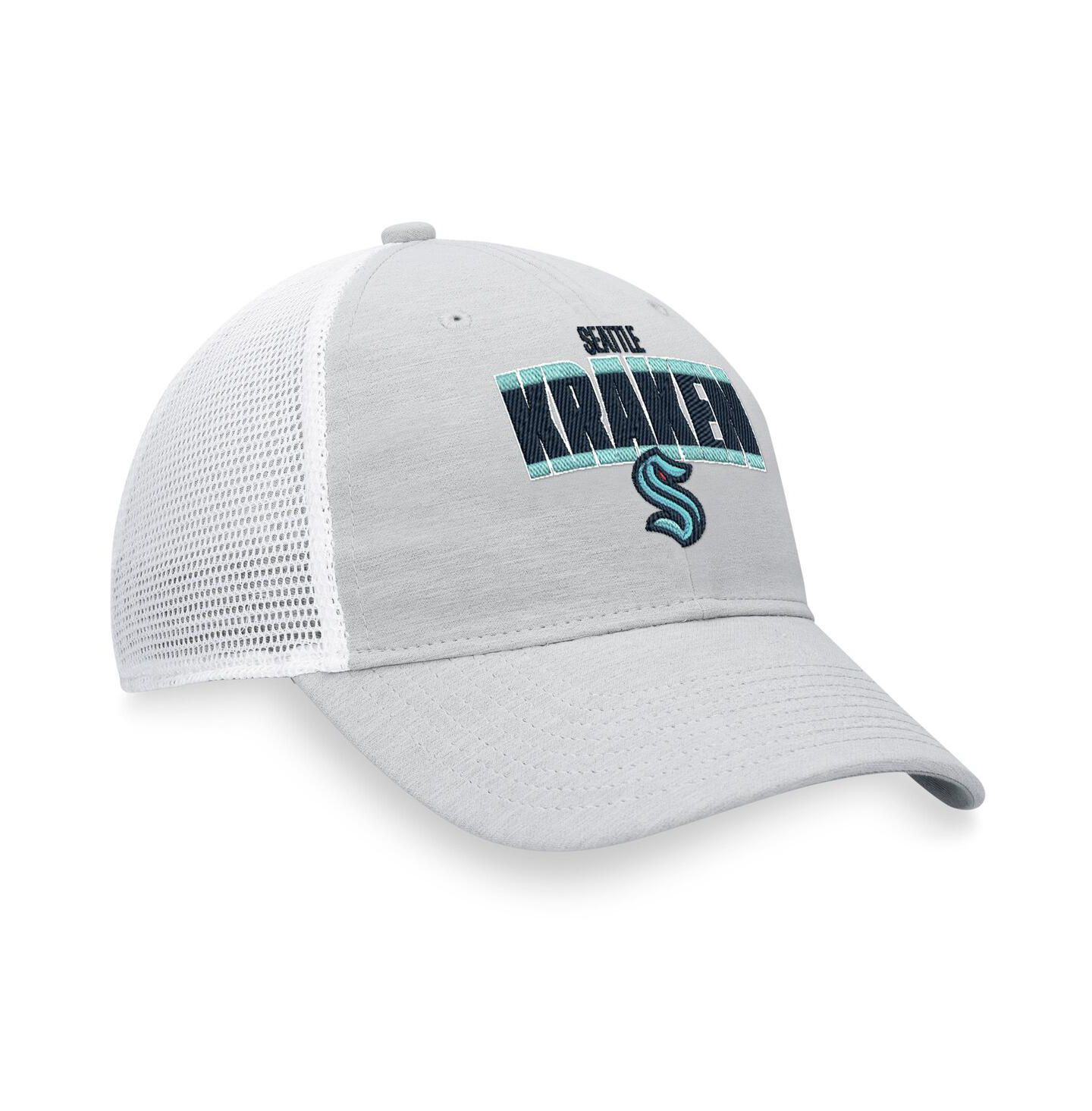 Мужская кепка Fanatics Heather Gray, White Seattle Kraken Team Trucker Snapback Hat — фото 3