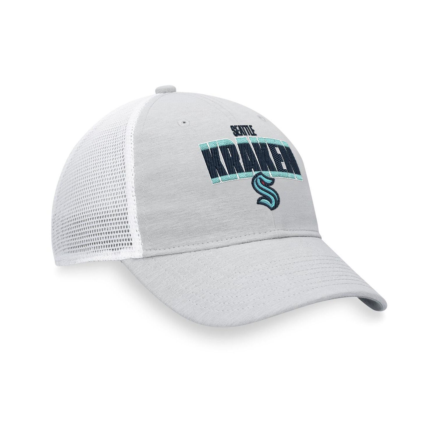 Men's Heather Gray, White Seattle Kraken Team Trucker Snapback Hat