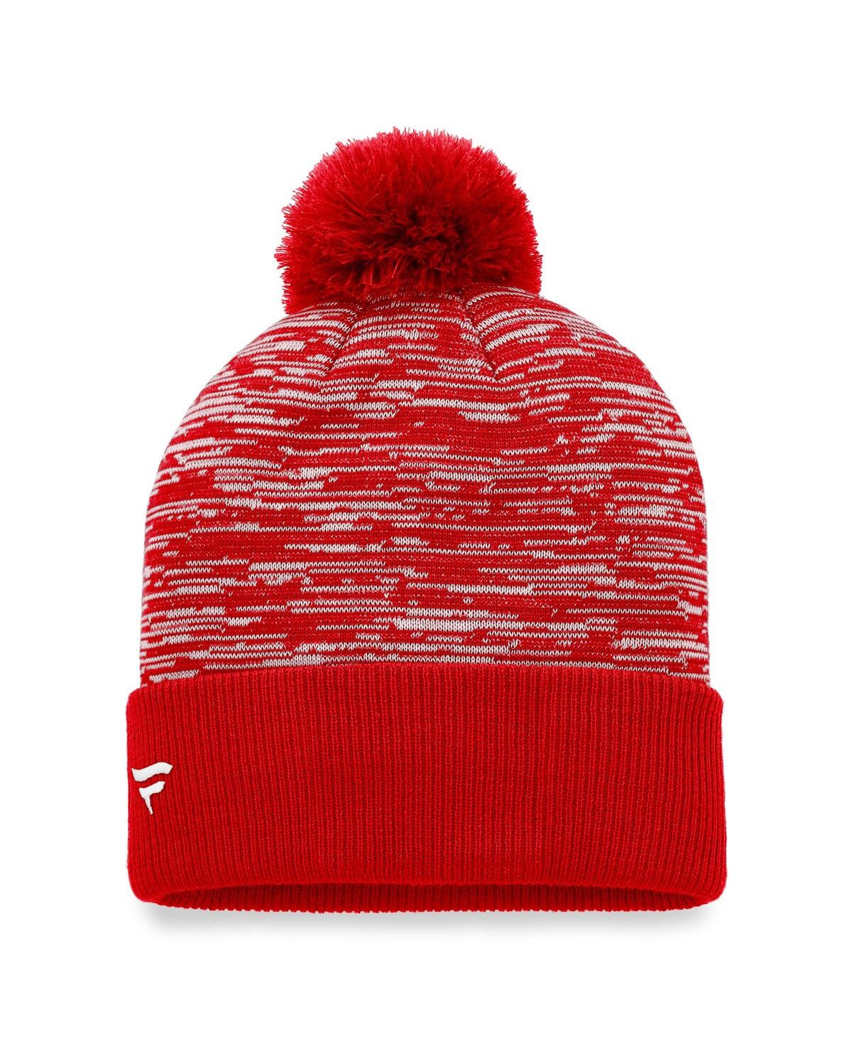 Shop Fanatics Men's  Red Washington Capitals Defender Cuffed Knit Hat With Pom