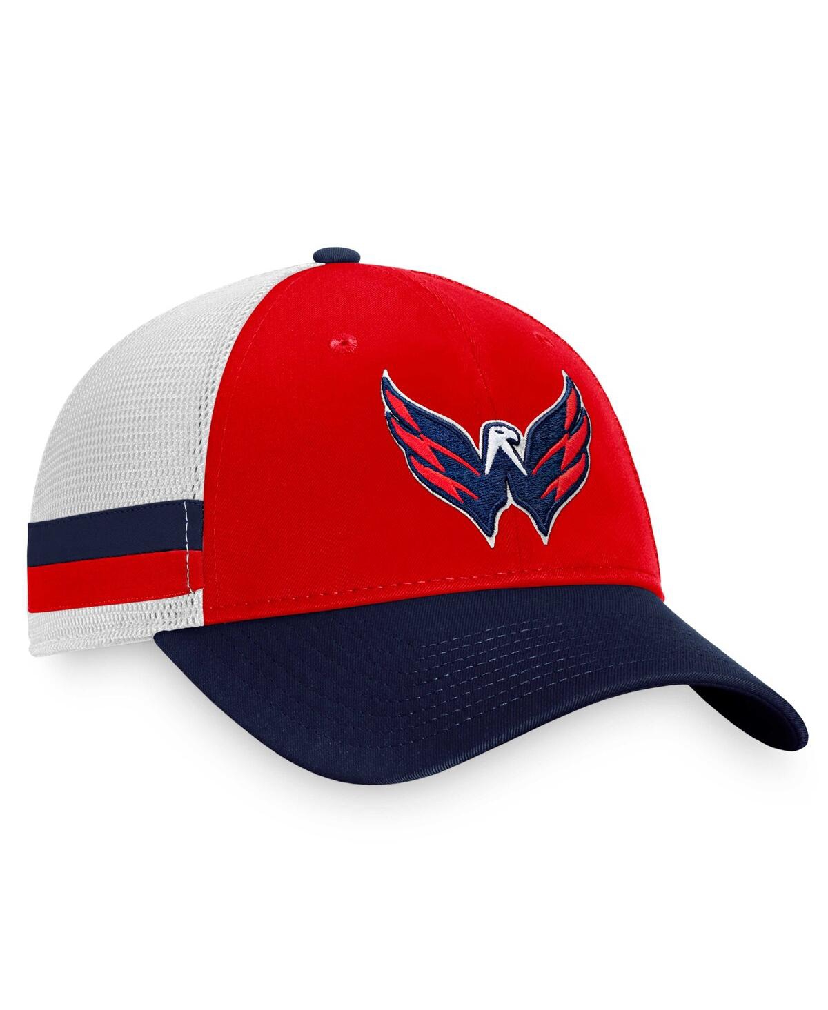 Men's Fanatics Navy Washington Capitals Breakaway Striped Trucker Snapback Hat - Navy