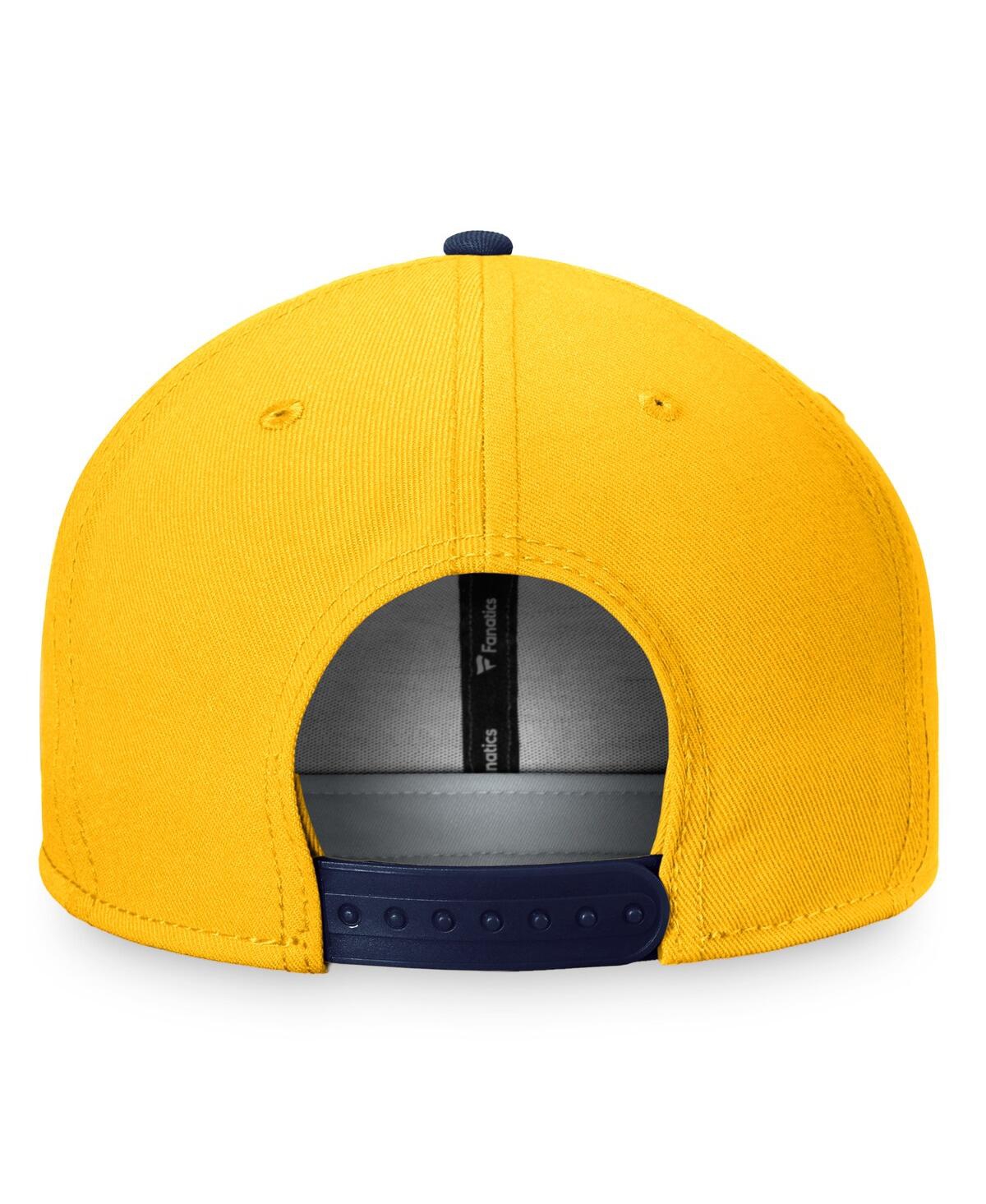Fanatics Branded Gold/navy Nashville Predators Iconic Color Blocked Snapback Hat In Gold,navy