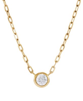 Macy's - Diamond Bezel Solitaire Pendant Necklace (1/4 ct. t.w.) in 14k Gold, 16" + 2" extender