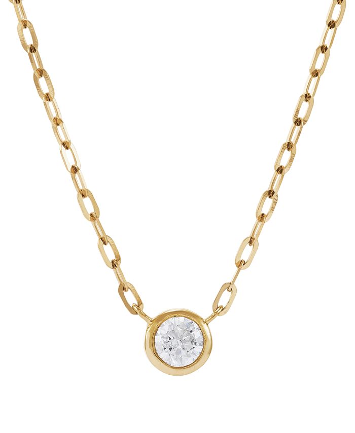 Macy's Diamond Bezel Solitaire Pendant Necklace (1/4 ct. t.w.) in 14k ...