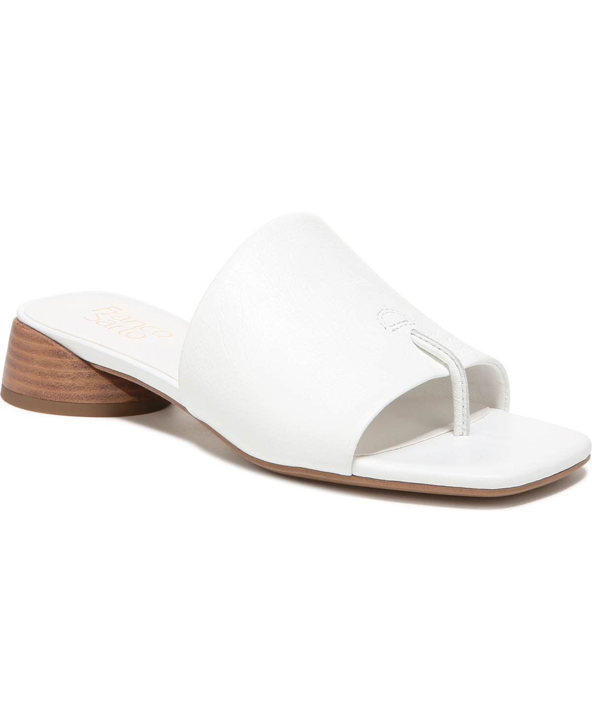 Women's Loran Stacked Heel Slide Dress Sandals - White Leather