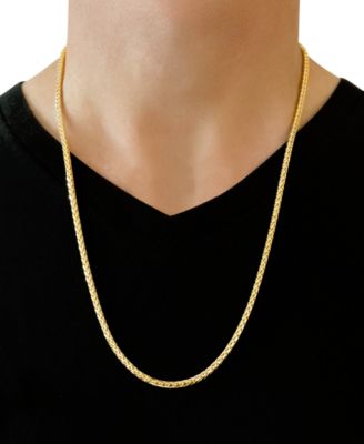 Polished Square Wheat 26" Chain Necklace (3mm) in 14k Gold