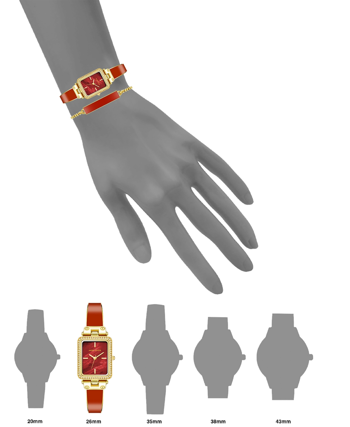 Anne Klein Women's Orange Enamel And Gold-tone Alloy Bangle Watch Set 33.5mm In Orange,rust