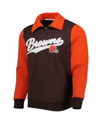 Men's Brown, Orange Cleveland Browns Aiden Quarter-Zip Top