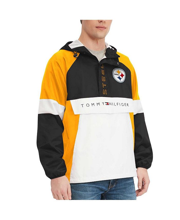 Men's Tommy Hilfiger Black Pittsburgh Steelers Stanley Tie-Dye Pullover Hoodie Size: Medium