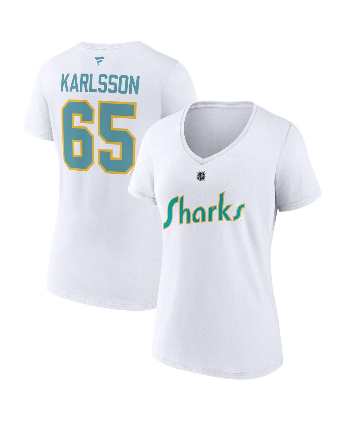 Women's Fanatics Erik KarlssonSan Jose Sharks Special Edition 2.0 Name and Number V-Neck T-shirt - White