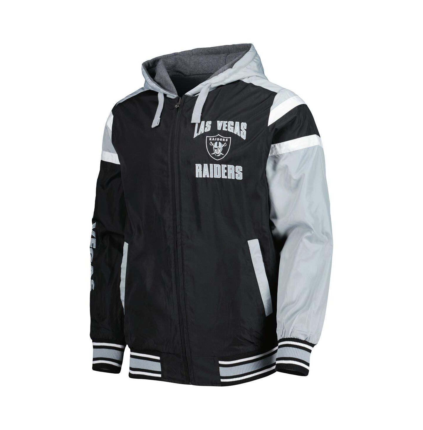 Мужские худи G-III Sports by Carl Banks Black, Gray Las Vegas Raiders Extreme Full Back Reversible Full-Zip Jacket — фото 4