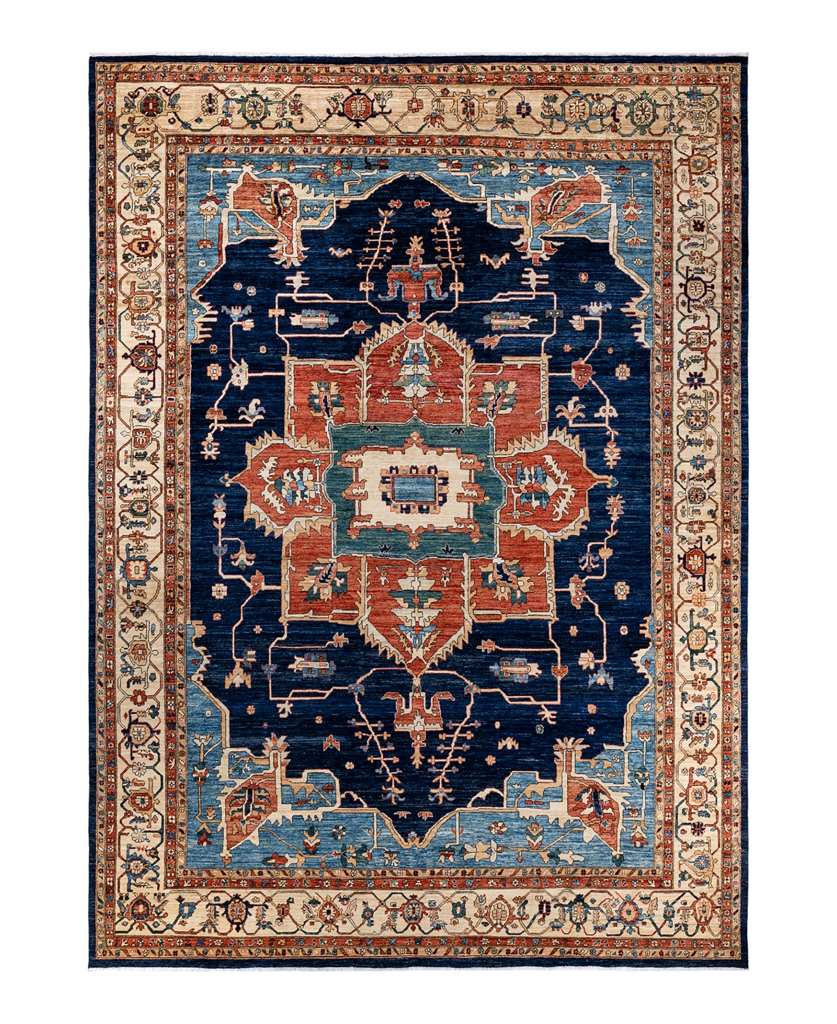 Adorn Hand Woven Rugs Serapi M1973 9'11in x 13'10in Area Rug - Blue