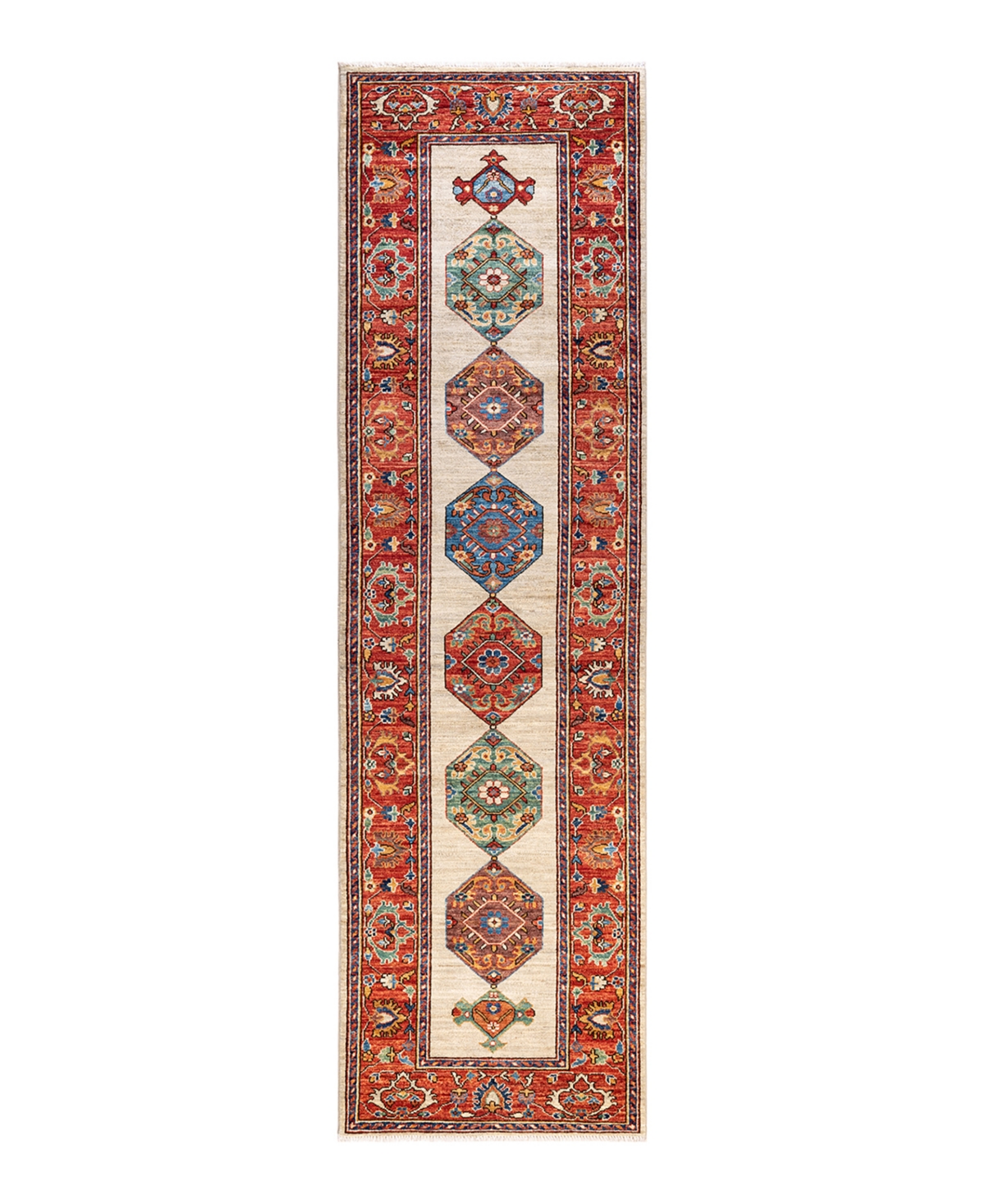 Adorn Hand Woven Rugs Serapi M1973 2'9" X 9'9" Runner Area Rug In Ivory