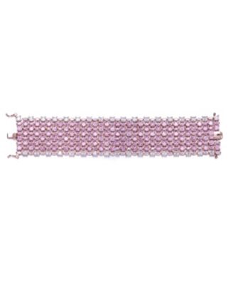 Sterling Silver 18K Rose Plated Pink Cubic Zirconia 8-Row Tennis Bracelet